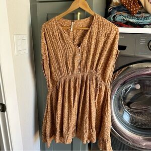 Free People Mustard Floral Mini Dress